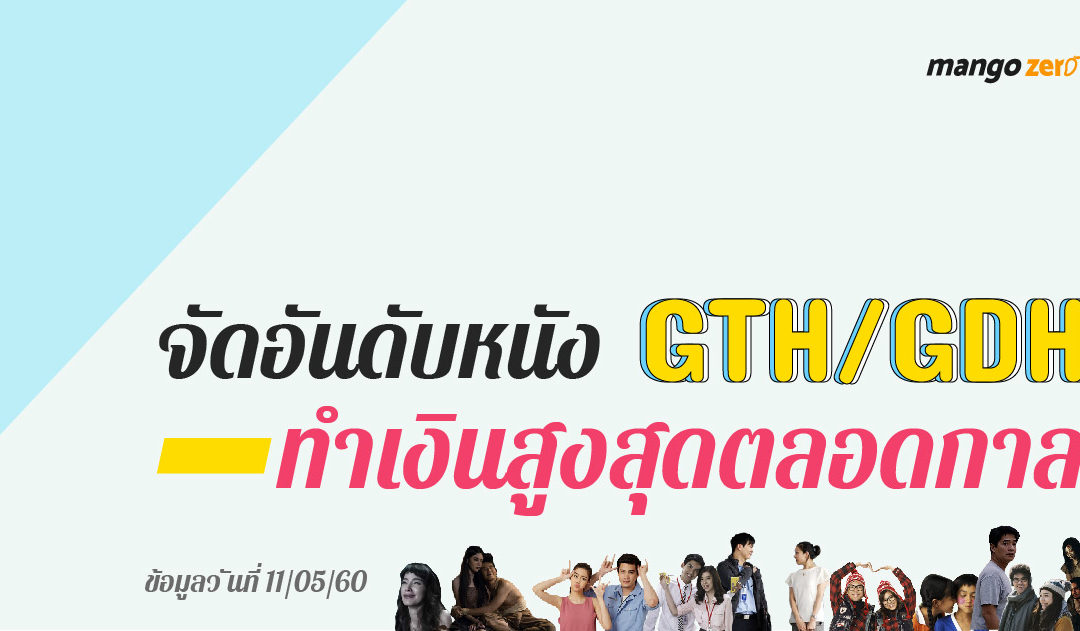 จัดอันดับหนัง GTH/GDH ทำเงินสูงสุดตลอดกาล ทะลุกว่า 100 ล้าน