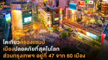 โตเกียวครองแชมป์เมืองปลอดภัยที่สุดในโลก ส่วนกรุงเทพฯอยู่อันดับ 47 จาก 60 ประเทศ