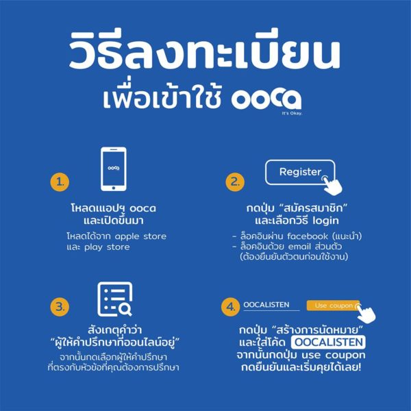 แอปฯ Ooca It'S Okay. เปิดให้ปรึกษาจิตแพทย์ นักจิตวิทยาฟรี 10 ตุลานี้  เนื่องในวันสุขภาพจิตโลก