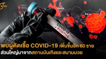 พบผู้ติดเชื้อ COVID-19 เพิ่มขึ้นอีก 60 คน ส่วนใหญ่มาจาก สถานบันเทิงและสนามมวย