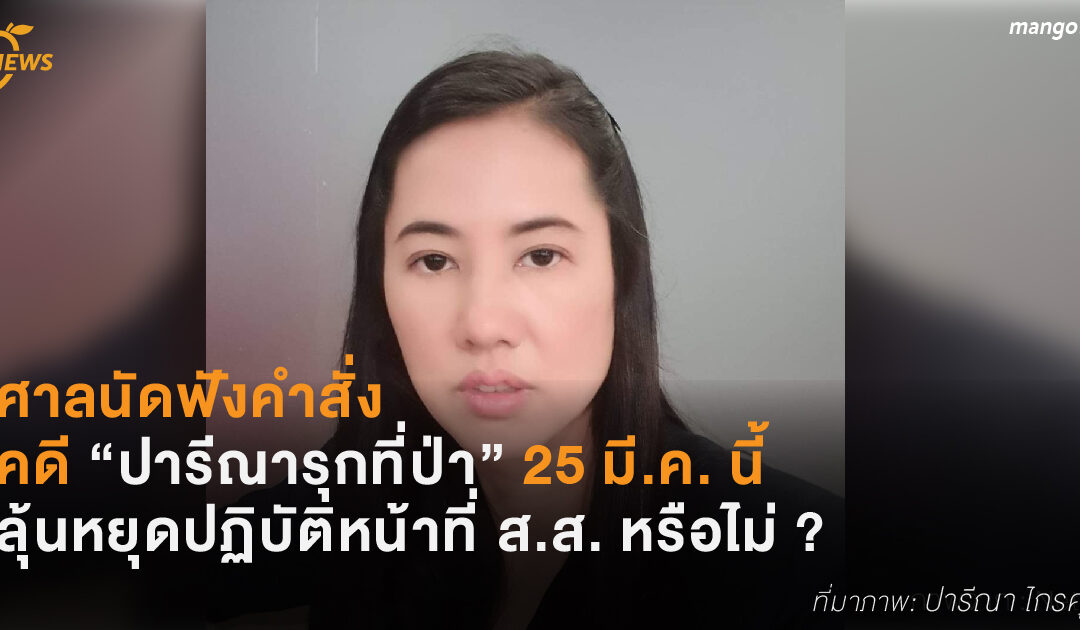 ศาลนัดฟังคำสั่งคดี “ปารีณารุกที่ป่า” 25 มี.ค. นี้ ลุ้นหยุดปฏิบัติหน้าที่ ส.ส. หรือไม่ ?