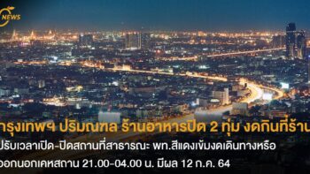 กรุงเทพฯ ปริมณฑล ร้านอาหารปิด 2 ทุ่ม งดกินที่ร้าน ปรับเวลาเปิด-ปิดสถานที่สาธารณะ  พท.สีแดงเข้มงดเดินทางหรือออกนอกเคหสถาน 21.00-04.00 น.   มีผล 12 ก.ค. 64