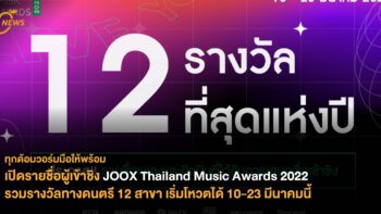 เปิดรายชื่อผู้เข้าชิง ‘JOOX Thailand Music Awards 2022’ รวมรางวัลทางดนตรี 12 สาขา เริ่มโหวตได้ 10-23 มีนาคมนี้