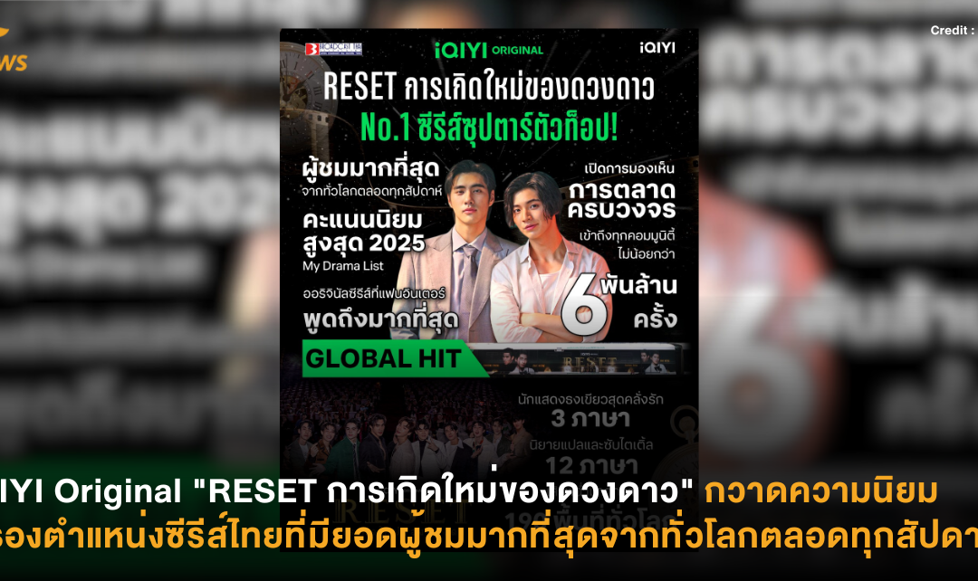 iQIYI Original “RESET การเกิดใหม่ของดวงดาว” กวาดความนิยม ครองตำแหน่งซีรีส์ไทยที่มียอดผู้ชมมากที่สุดจากทั่วโลกตลอดทุกสัปดาห์